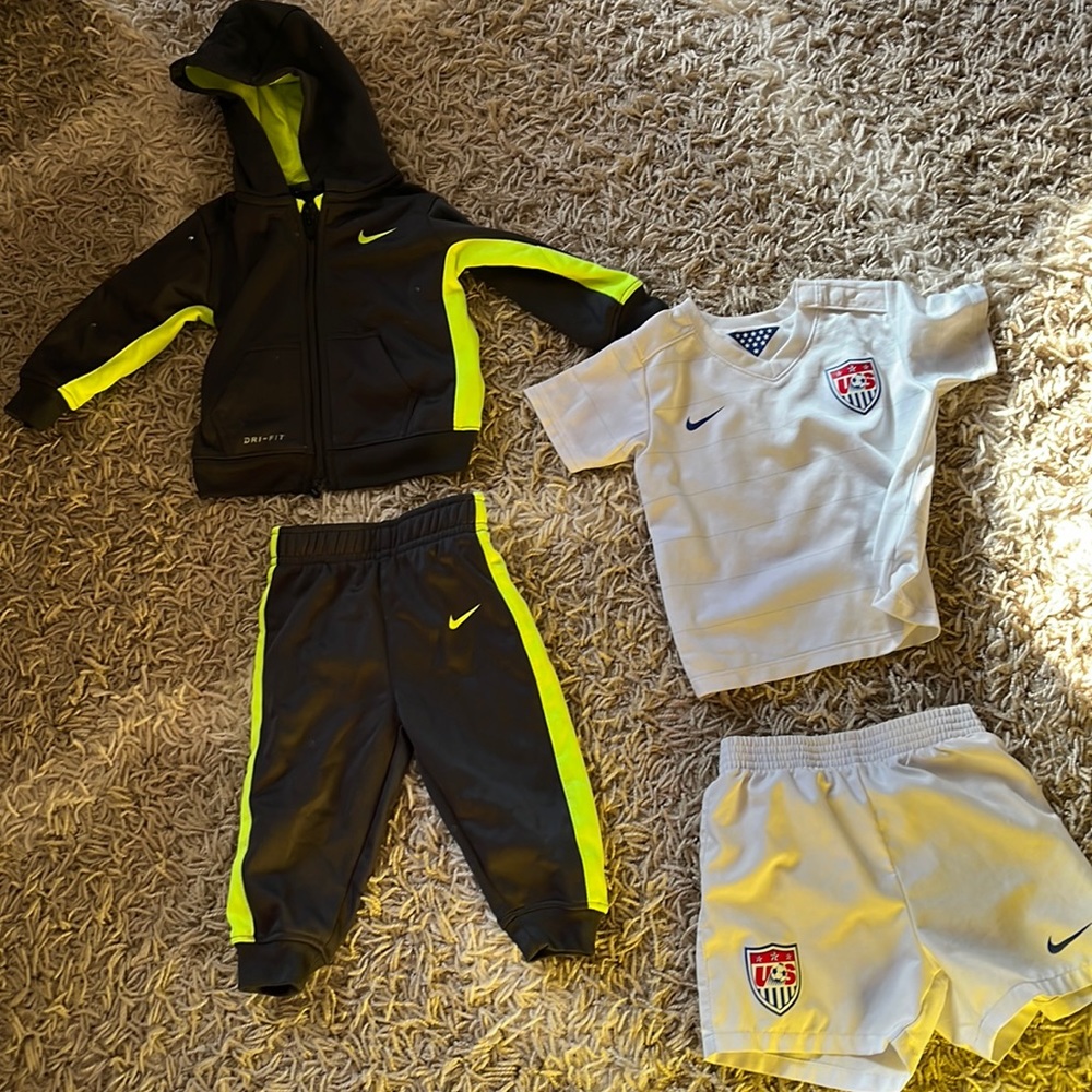 Nike kids pant and jacket set and nike soccer  shirt and shorts set